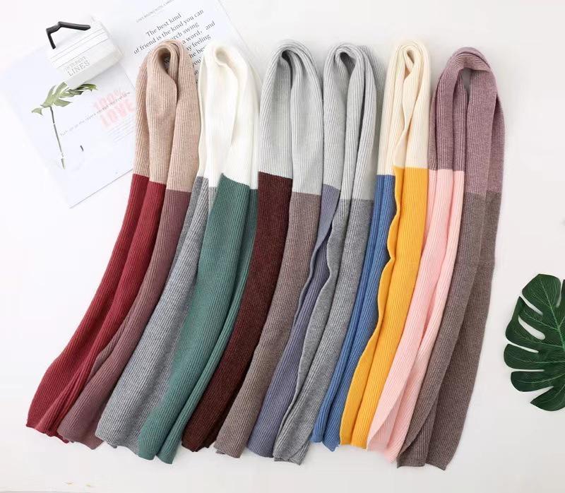 Damen Zweifarbiger Strickwollschal - Herbst/Winter Halswärmer, Koreanischer Stil, Vielseitig & Warm