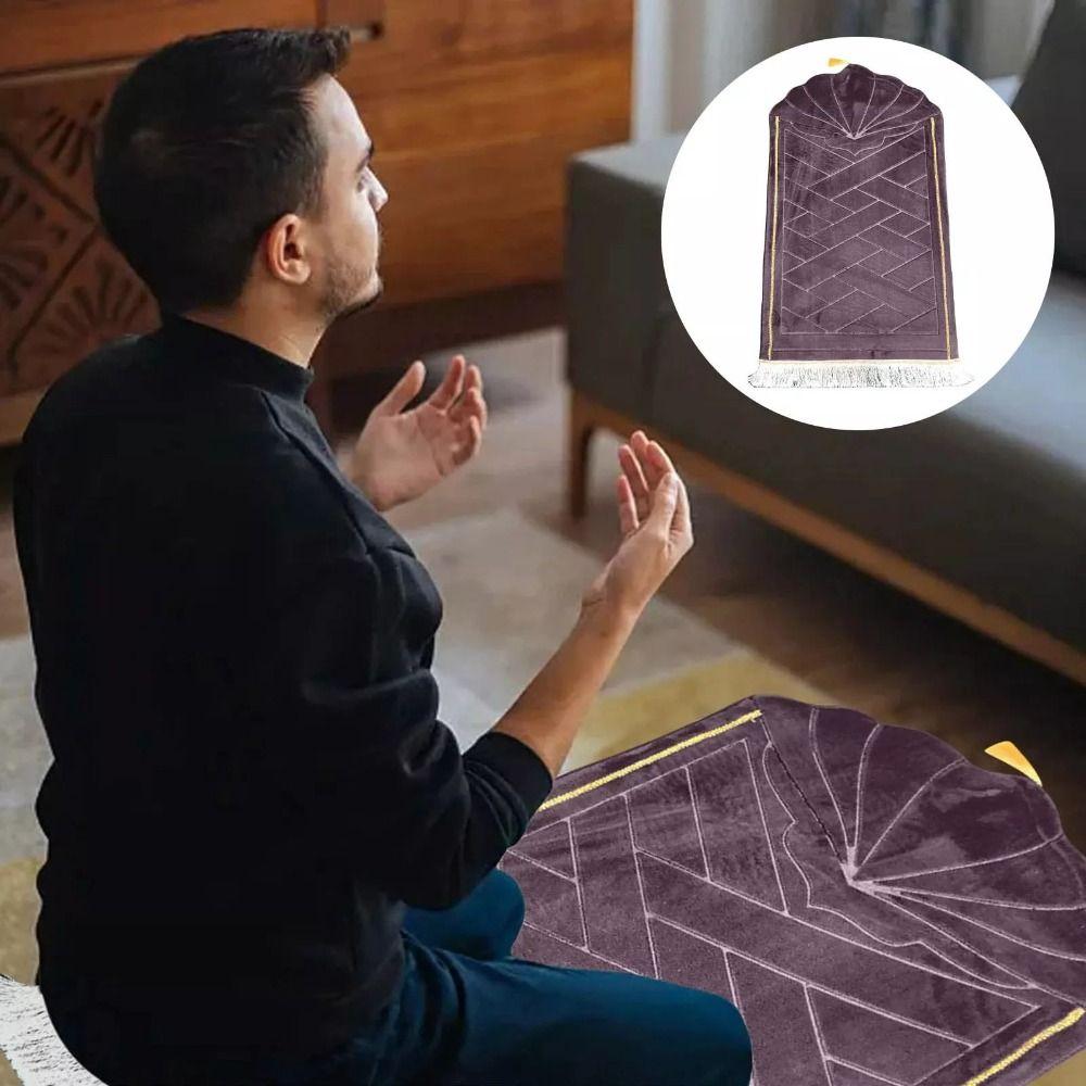 Thickened Prayer Mat Embossing Flannel Carpets High Quality Eid Festival Rugs
