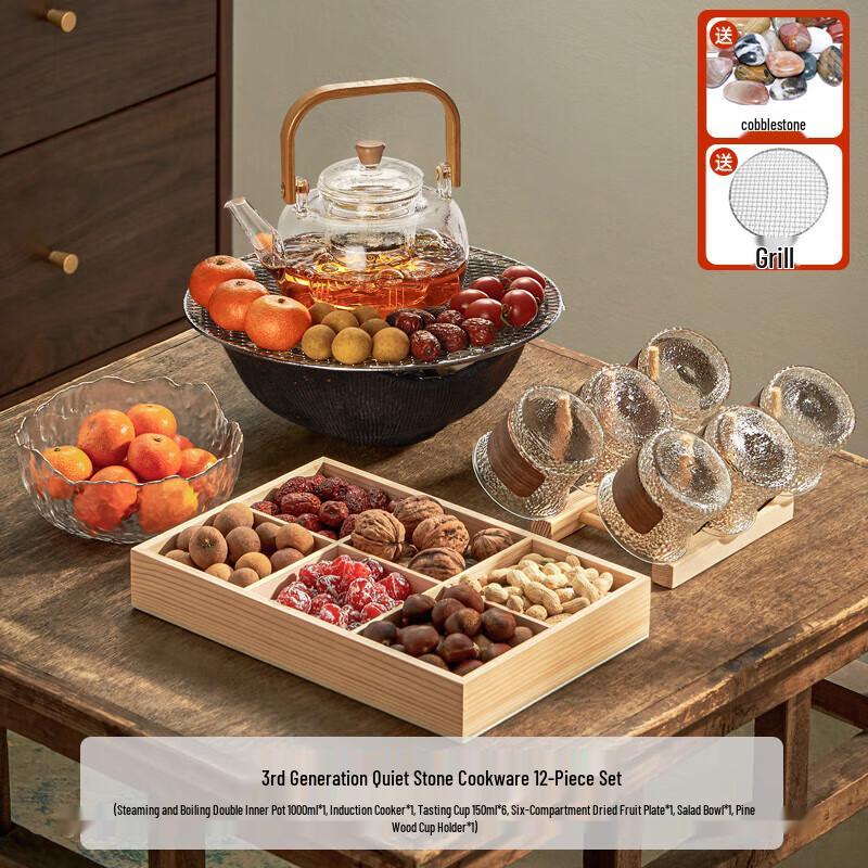 Fleurants Glass Tea Set with Stove