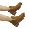 Plus Size Suede Ankle Boots with Elastic Band and Chunky Low Heel, Retro Rivet Design for Autumn 2025