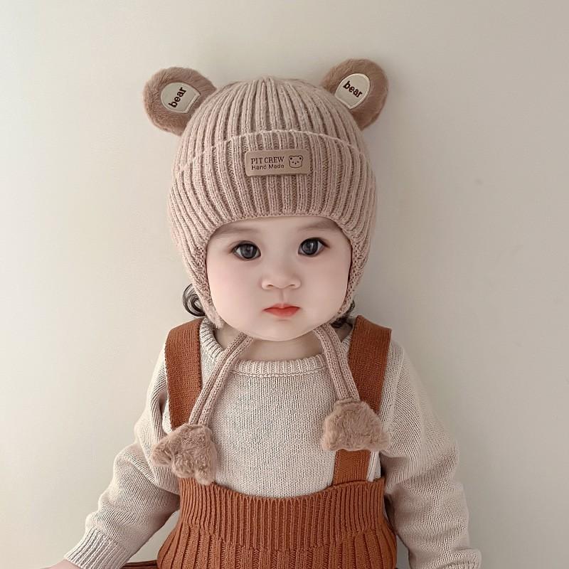 Gorro de Punto para Bebé Niños Pequeños Cálido Protección para Orejas Gorro de Invierno Gorro de Algodón Niños Niñas 6-36 Meses