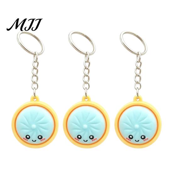 Bag Accessory Keyring 3Pcs Mini Dumpling Keychain Pendant, Soft Food Charm Cartoon Pastel Color Snack Accessories for Bags Car Keys School Gym