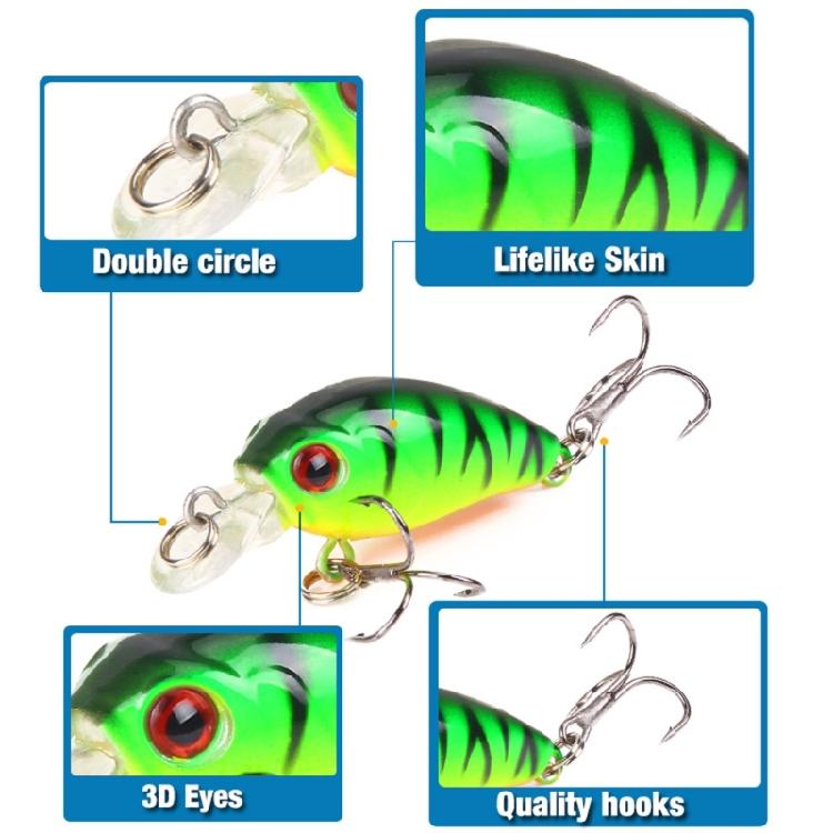 5pack Durability Basses Lures with Realistic Swimming Action for Different Light and Water Setting