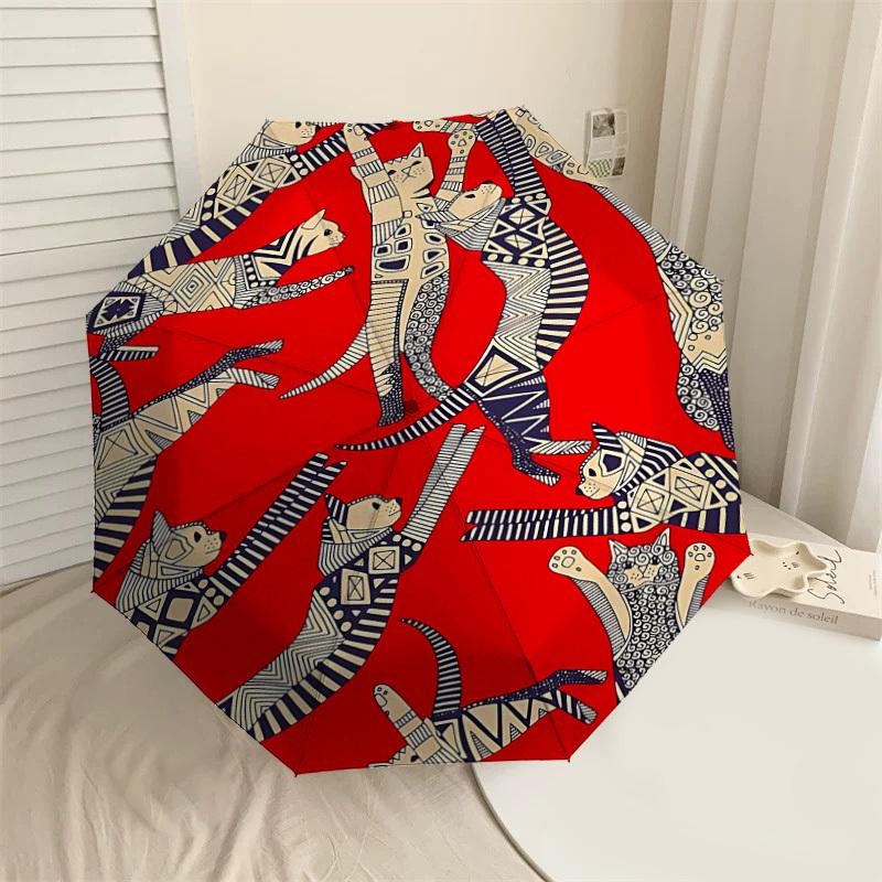 1PC cats pattern Automatic Open/Close Umbrella Compact Folding Umbrella with 8-Rib Shaft lightweight esign, Highquality Fabric1168A