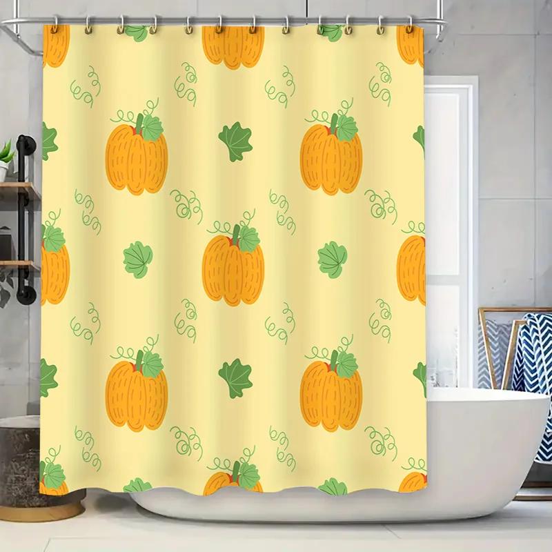 

Vibrant Orange Floral Shower Curtain Set For Bathroom Decor Autumn Leaves Print Fabric Shower Curtains With Hook Rings Perfect G W60H190(CM)-1 Pcs