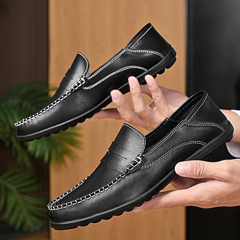 Casual Leather Men Loafers Slip On Handmade Moccasins Crocodile Pattern Men Leather Flats Luxury Brand Comfy Driving Shoes Men