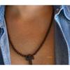 Classic Natural Wood Beads Crucifix Pendant Necklace for Men Women Religious Rosary Jewelry Handmade Prayer Accessories