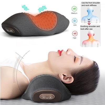 Elektrisk nackmassager Cervikal kudde Uppvärmning Vibration Massage Rygg Traction Slappna av Sova Memory Foam Kudde Ryggstöd
