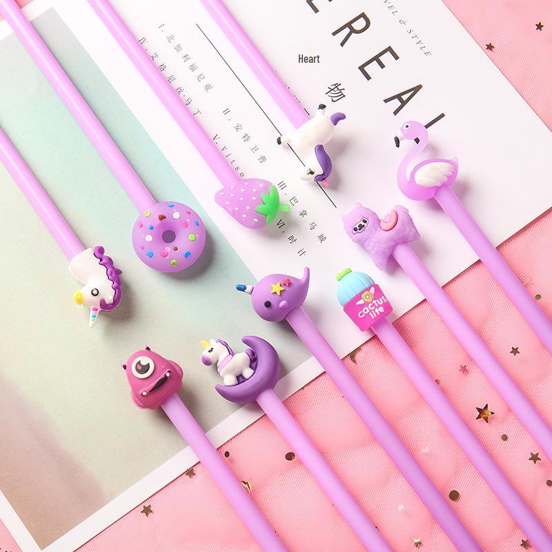 Korean Style Cute Cartoon 5-Piece Neutral Pen Set for Students, Water-Based Ink