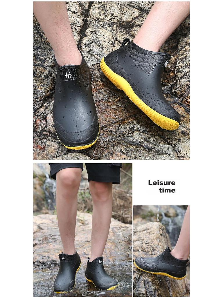 Men's Low-Cut Non-Slip Rain Boots - Water Shoes for Outdoor Wading