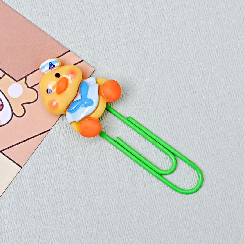 

Милая мультяшная утка 50 мм металлическая закладка-скрепка - зеленая и желтая