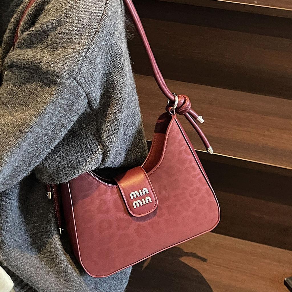 Retro niche shoulder bag women's 2025 new fashion high sense leopard print underarm bag simple trend commuter bag