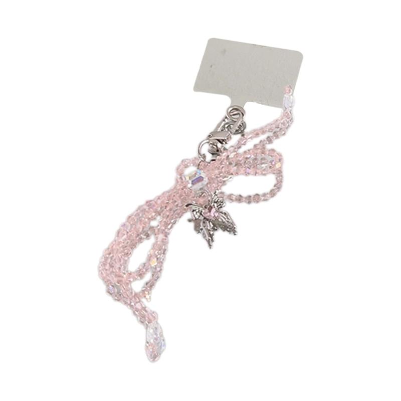 Elegant Keychain with Bowknot Pendant Phone Charm Simple Phone Lanyard Wrist Strap Hanging Keyring for Phone Case Bag