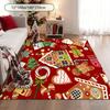 Christmas Gingerbread House, Gingerbread Man, Candy Cane & Snow‑Covered House Printed Area Rug, 2D Flat Design