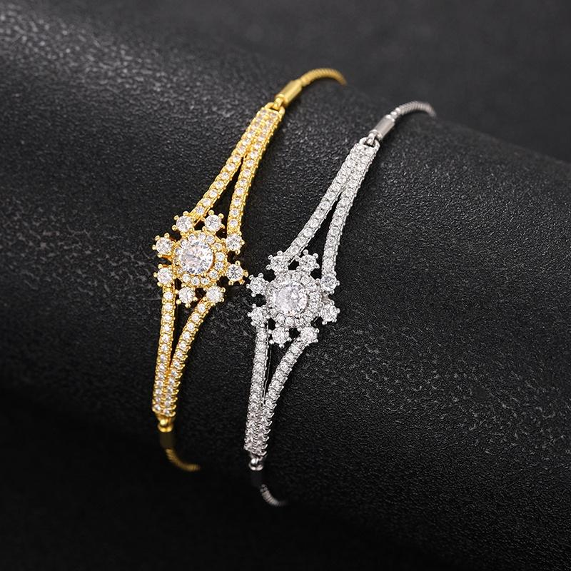 CAOSHI Delicate Adjustable Bracelet for Women Two Color Available Cubic Zirconia Daily Wearable Jewelry Shiny Party Accessories