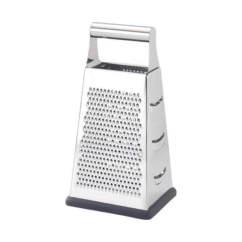 Multifunctional Handheld Stainless Steel Grater with Wooden Handle - Four-Sided Vegetable & Fruit Shredder