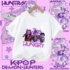 T-shirt à col rond KPOP Demon Hunters film pour enfants, dessin animé filles et garçons, mode décontractée pour bébé pour l'été