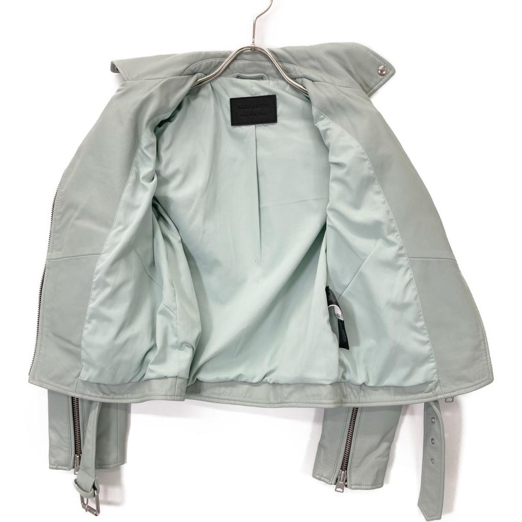 AllSaints Blue Calf Leather BALFERN BIKER Rider Jacket Jacket UK4 blueUsed