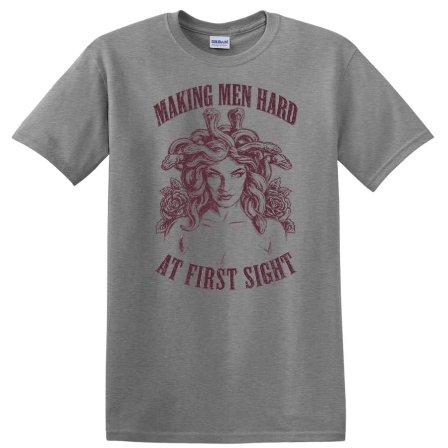 Making Men Hard At First Sight T Shirt Funny Medusa Snake Hair Dark Gothic Tee XXL