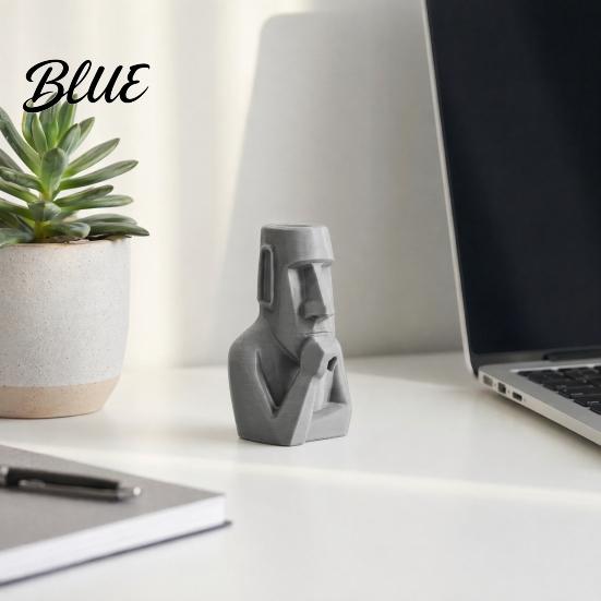 Moai Statue Figure Thinker Statue, 3D Printed Creative Figurine, Fun Compact Desktop Sculpture Ornament for Home Office Desk Shelf Decoration