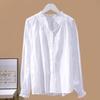French Style Pure Cotton Long Sleeve Shirt Women Spring Ruffled Collar Lace Edge Blouse