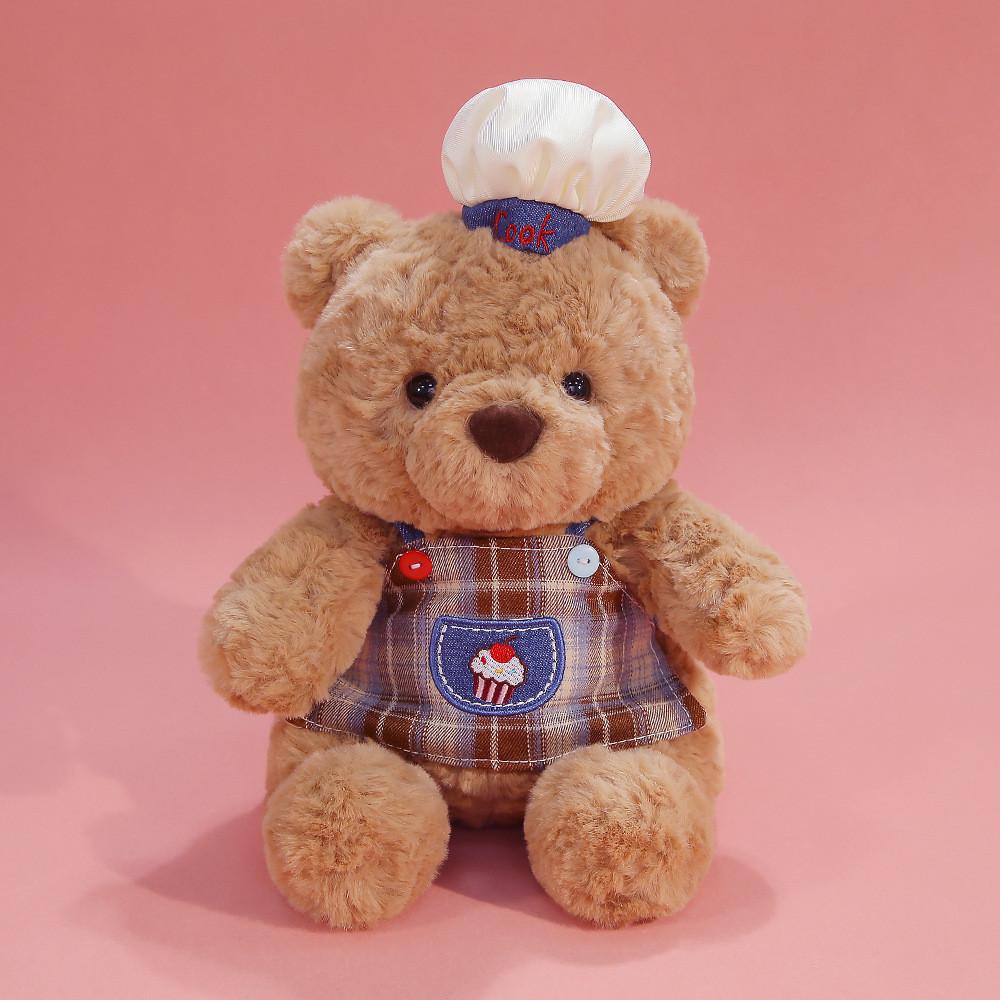 

Teddy Bear Plush Toy With Checkered Apron And Eyeglass Decor For Kids And Comfort Chef