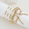 New Creative CCB Round Bead Pearl Bow Beaded Bracelet 5-piece Set Fashion Versatile Trend Jewelry