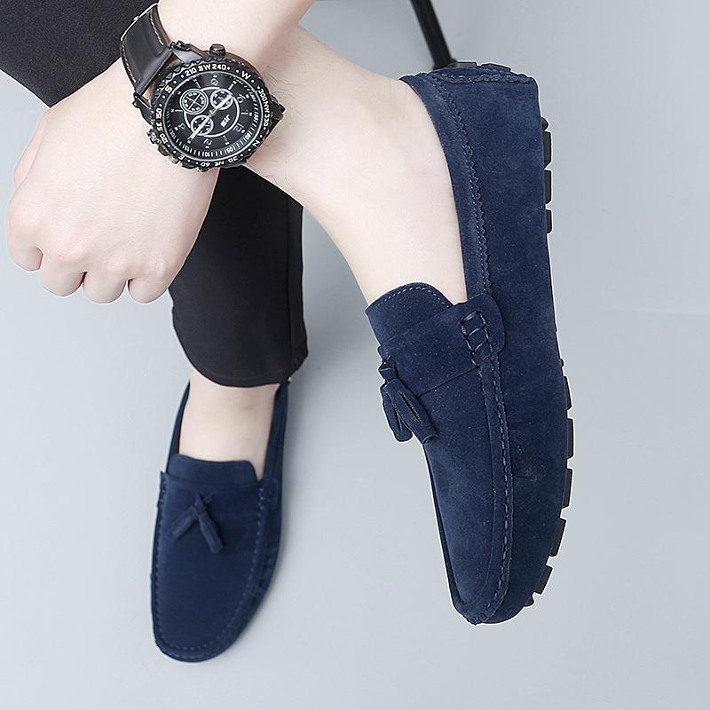 Fashion New Style Men Business Loafers Suede Leather Slip On Flats Handmade Casual Shoes Formal Wedding Driving Shoes Breath Moccasins