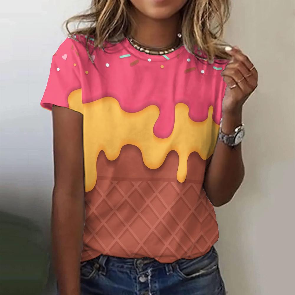 2024 Summer Round Neck Women's T-Shirt Comfortable Loose Short Sleeve Women's Top Fashionable Casual Design T-Shirt