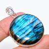 Labradorite Gemstone Handmade 925 Sterling Silver Jewelry Pendant 1.97" KJ-4