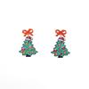 Colorful Christmas Tree Earrings with Bowknot - Cute and Creative Acrylic Studs