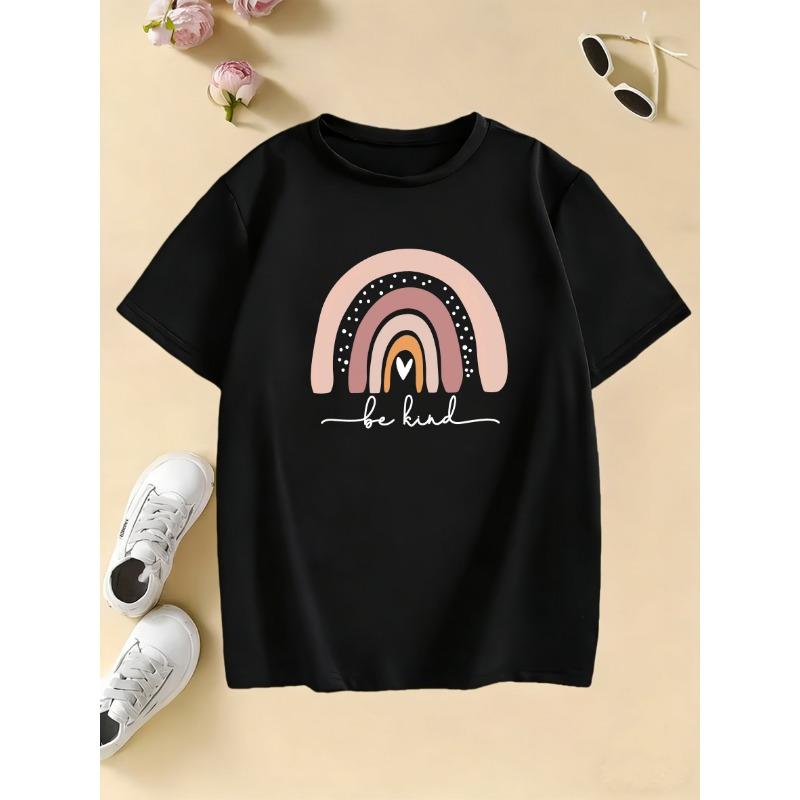 Funny Rainbow Cartoon Print Stylish Design T Shirts Kids Children's T-shirt Boys Girls Summer Spring Casual Top Tee