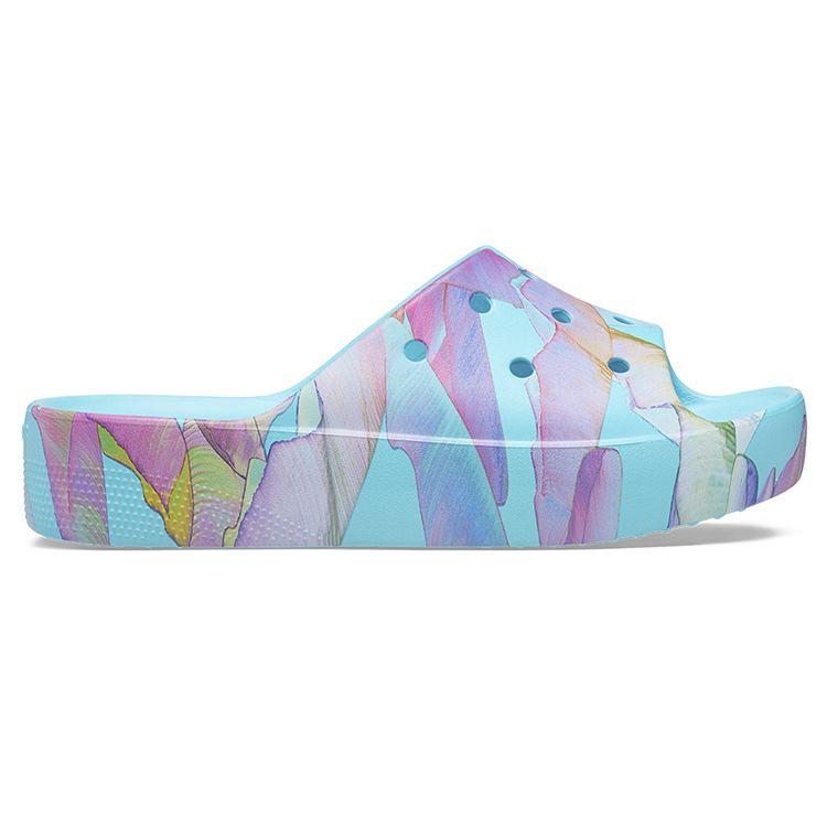 Crocs Classic Cloud Palm Tree Print Non-Slip Durable Sports Slippers Women Slippers Blue 208607-4NQ