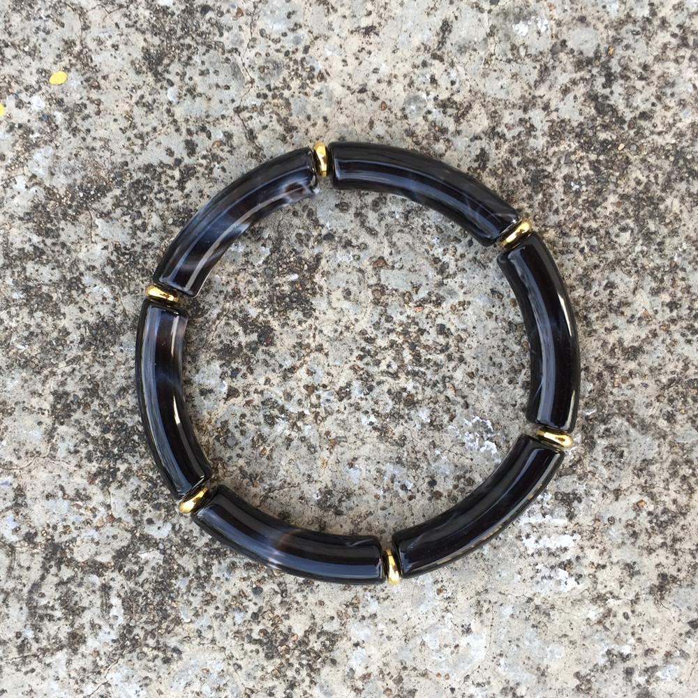 2025 Trendy Colorful Acrylic Bamboo Beads Bracelet for Women Stretch Resin Tube Beaded Cuff Bracelets Bangle Men Fashion Jewelry