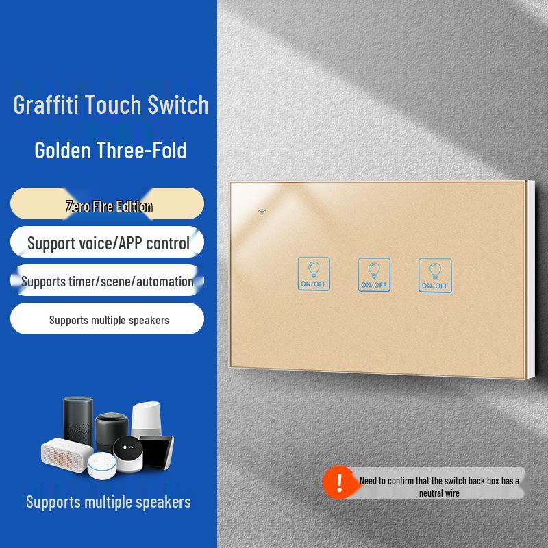 Graffiti Smart WiFi Wall Switch with Alexa & Google Voice Control, US/EU Specs, Touch Panel
