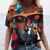 Funny 3D Beauty Pattern Women's T-Shirts Fashion V-neck Short Sleeve Top Summer Street Hip Hop Tee Fashion Loose Female Clothing