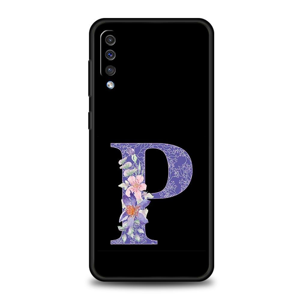 Letters Purple Flower Phone Case For Samsung Galaxy A56 A36 A26 A34 A17 A16 A06 A14 A12 A54 A72 A24 A22 A70 A52 A50 A40 A32Cover