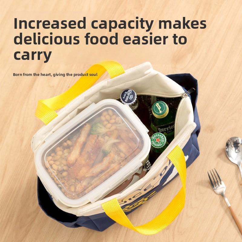 New Thickened Insulated Lunch Bag with Double Side Pockets for Travel, Outdoor Picnic, Office Workers, and Students