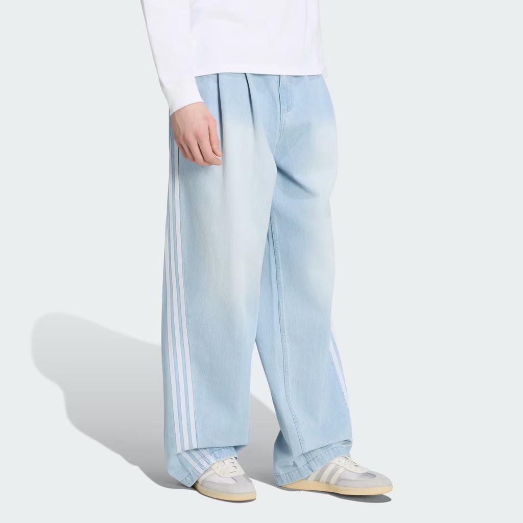 adidas Jeans Originali Adilenium in Denim Larghi con Tre Strisce Sportivi con Zip Uomo jeans KX4822