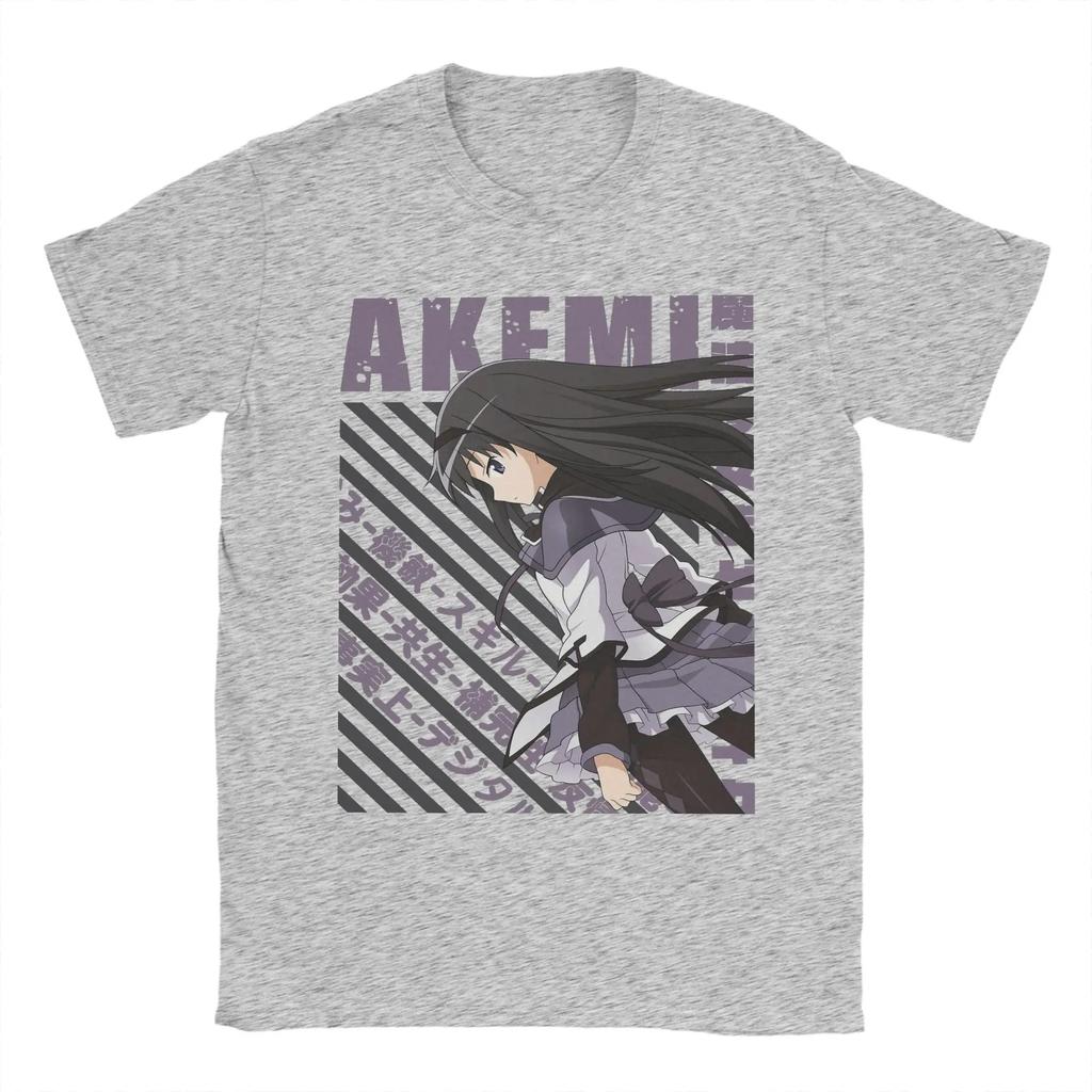 Puella Magi Madoka Magica Homura Akemi Vintage T-Shirt, Unisex Anime Fan Streetwear Tee, 100% Cotton Casual Short Sleeve Top