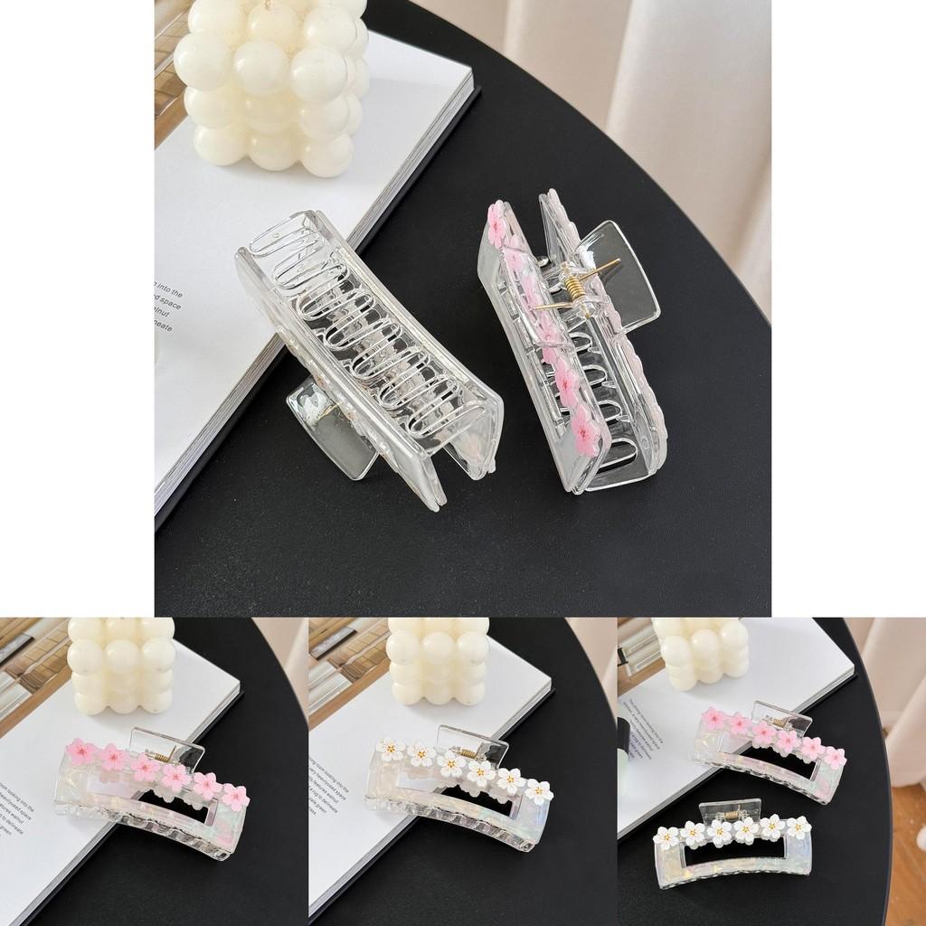 Fashionable Acrylic Hair Claw Clip Graceful Cherry Blossom Pattern For Everyday Use