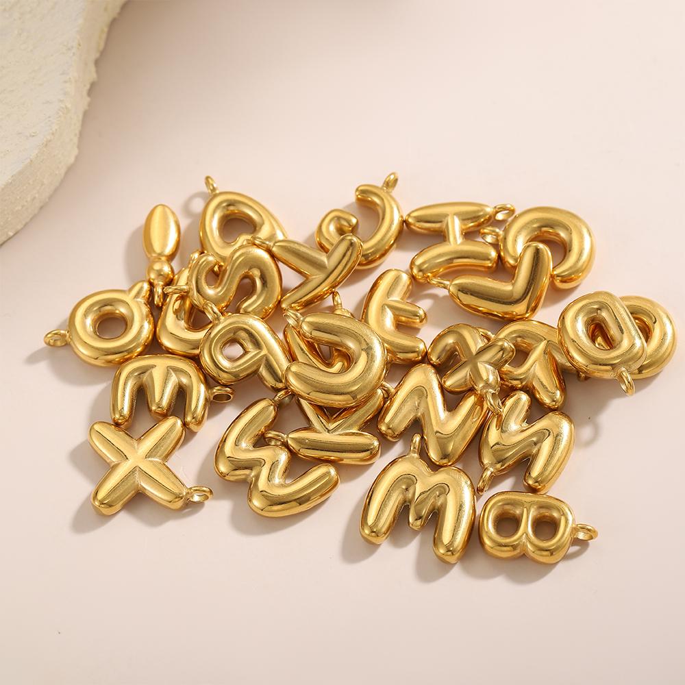 CARLIDANA Stainless Steel Gold Plated Alphabet 26 Letters Name Jewelry Mini Minimalist Bubble Initial Pendants for Necklace DIY