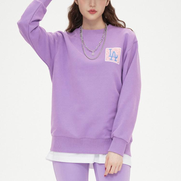 New MLB Los Angeles Dodgers Sweatshirt Unisex Light Purple 3AMTL0414-07LDS