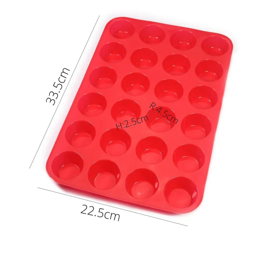 24 Cavity Silicone Muffin Cup Soap Cookies Cupcake Bakeware Pan Tray Mould, Home DIY Cake Pudding Jelly Mold Cake Decor Tool