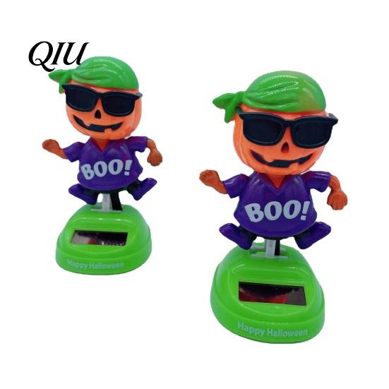 Auto-Stressabbau-Ornament Solar-Ornament, Halloween-Kürbis-Pirat Schwingende Figur, Zubehör Tanzende Schüttelkopfwagen Armaturenbrett