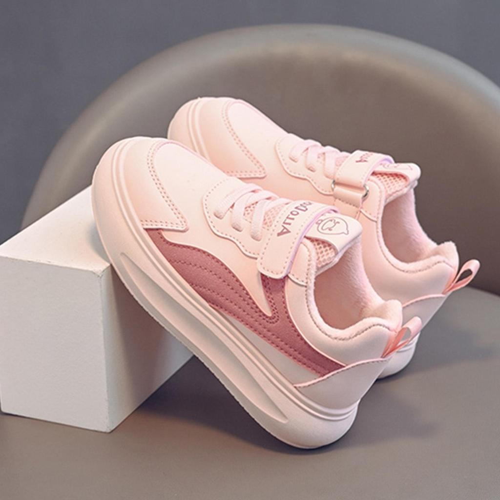 Kids' High-Top White Sneakers: Boys' Sports Shoes and Girls' Skate Shoes with Velvet Lining