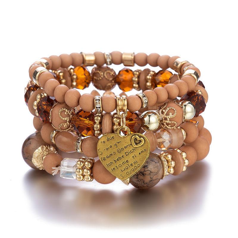 JYL TS Bracelet  Bohemian Elephant Heart Pendant Multilayer Brings Luck & Harmony