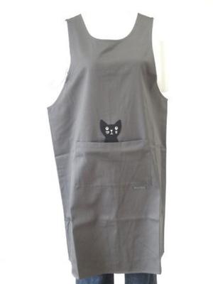 Popular Brand Apron by Atsuko Matano Size Cute Apron with a Black Cat On the Pocket 28302 (Matano Atsuko) [Popular Small] (housewear) (gray)