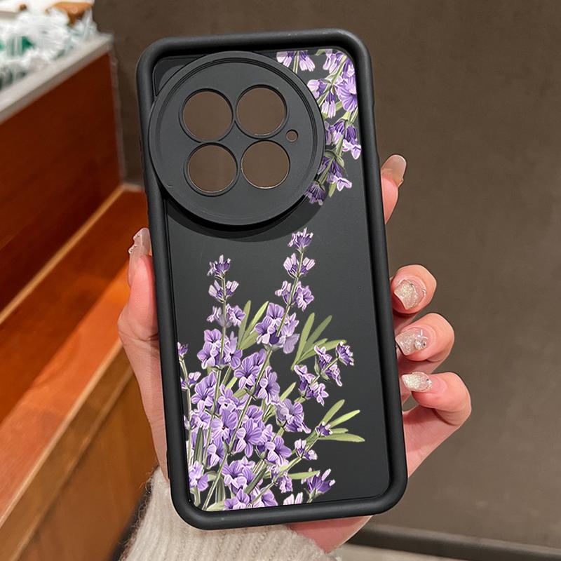 

Фиолетовый чехол из ТПУ с цветочным принтом, мягкий, противоударный, с матовым покрытием, для OnePlus 13T 13R 13 12R 11R Ace 5 3 2, с защитой объектива OnePlus 13 чёрный