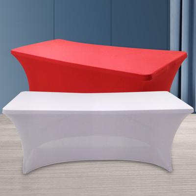 Table Cover Solid Color Stretchable Polyester Banquet Events Desk Cloth for Wedding